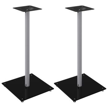 Soportes De Altavoces 2 Uds Vidrio Templado Plata Negro 1 Pilar Vidaxl