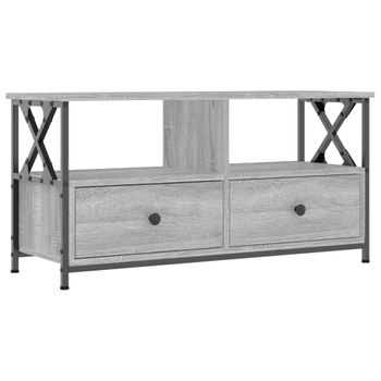 Mueble Tv Hierro Y Madera Contrachapada Gris Sonoma 90x33x45 Cm Vidaxl