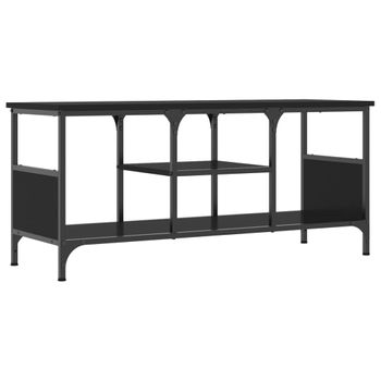 Mueble De Tv Hierro Y Madera Contrachapada Negro 100x35x45 Cm Vidaxl