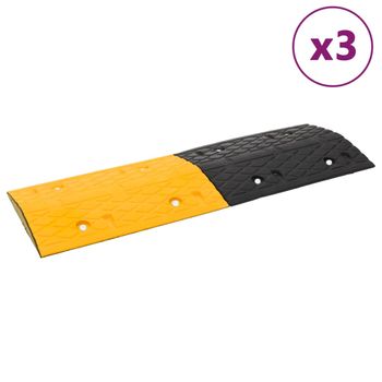 Badén De Velocidad 3 Uds Caucho Amarillo Y Negro 97x32,5x4 Cm Vidaxl