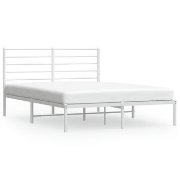 Estructura De Cama De Metal Con Cabecero Blanca 140x190 Cm Vidaxl