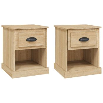 Mesitas De Noche 2 Uds Madera Contrachapada Roble 39x39x47,5 Cm Vidaxl