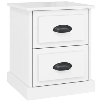 Mesita De Noche Madera Contrachapada Blanco Brillo 39x39x47,5cm Vidaxl