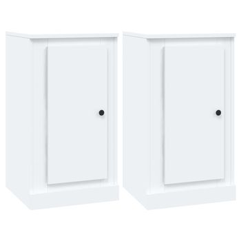 Aparadores 2 Uds Madera Contrachapada Blanco 37,5x35,5x67,5 Cm Vidaxl