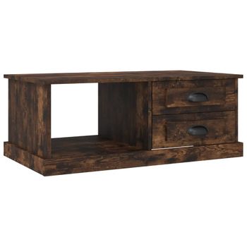 Mesa De Centro Madera Contrachapada Roble Ahumado 90x50x35 Cm Vidaxl