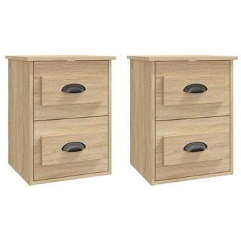 Mesita De Noche De Pared 2 Uds Color Roble Sonoma 41,5x36x53 Cm Vidaxl