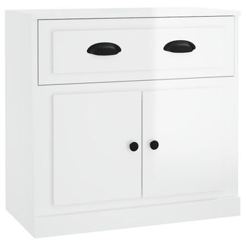 Aparador Madera Contrachapada Blanco Brillante 70x35,5x67,5 Cm Vidaxl