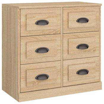 Aparador De Madera Contrachapada Roble Sonoma 70x35,5x67,5 Cm Vidaxl