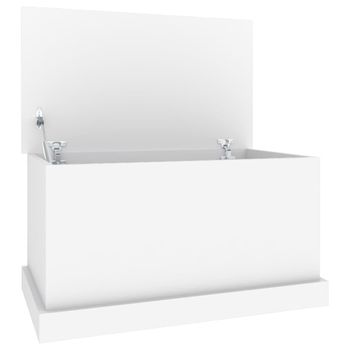 vidaXL Baúl almacenaje madera contrachapada blanco brillo 50x30x28 cm