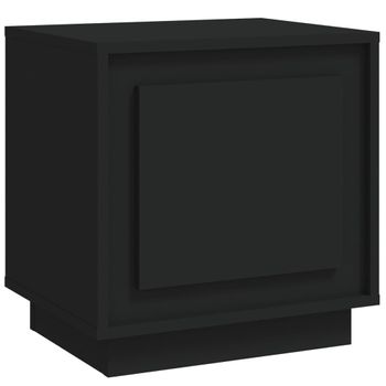 Mesita De Noche Madera Contrachapada Negro 44x35x45 Cm Vidaxl