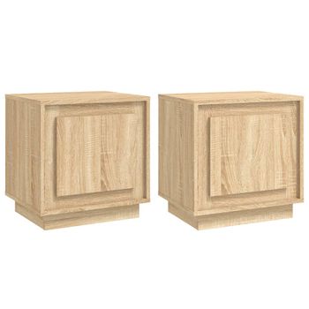 Mesitas De Noche 2 Uds Madera Contrachapada Roble 44x35x45 Cm Vidaxl