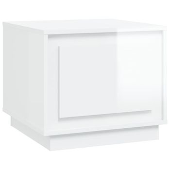 Mesa De Centro Madera Contrachapada Blanco Brillo 51x50x44 Cm Vidaxl