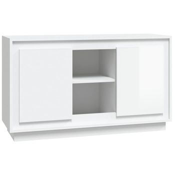 Aparador De Madera Contrachapada Blanco Brillante 102x35x60 Cm Vidaxl