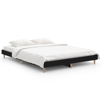 Estructura de cama madera contrachapada negra 180x200 cm