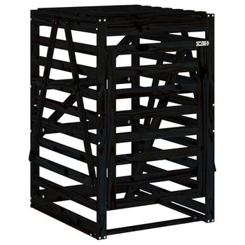 Cobertizo Para Cubos De Basura Madera Pino Negro 84x90x128,5 Cm Vidaxl