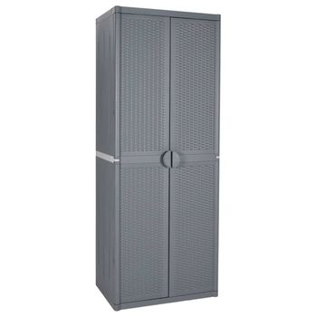 VidaXL Armario de almacenaje exterior PP gris y negro 65x37x165 cm