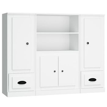 Aparador Con 3 Cajones Contrachapado Blanco Brillo 120x41x75 Cm Vidaxl con  Ofertas en Carrefour