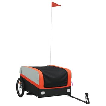 Remolque Para Bicicleta Hierro Negro Y Naranja 45 Kg Vidaxl