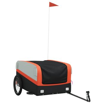 Remolque Para Bicicleta Hierro Negro Y Naranja 45 Kg Vidaxl