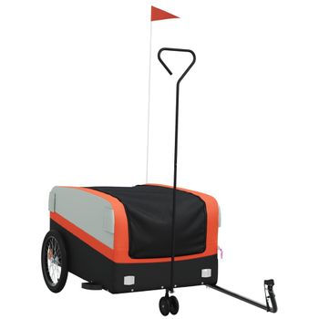 Remolque Para Bicicleta Hierro Negro Y Naranja 45 Kg Vidaxl