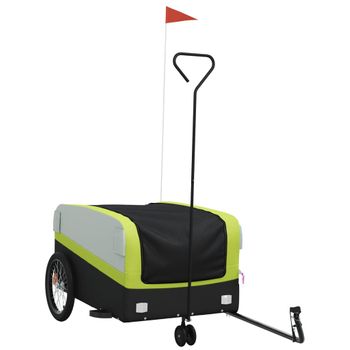 Remolque Para Bicicleta Hierro Negro Y Verde 45 Kg Vidaxl