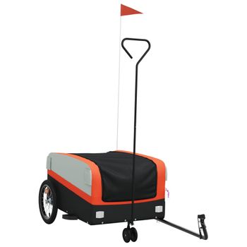 Remolque Para Bicicleta Hierro Negro Y Naranja 45 Kg Vidaxl