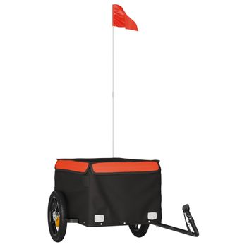 Remolque Para Bicicleta Hierro Negro Y Naranja 30 Kg Vidaxl