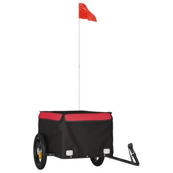 Remolque Para Bicicleta Hierro Negro Y Rojo 30 Kg Vidaxl