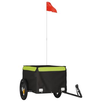 Remolque Para Bicicleta Hierro Negro Y Verde 30 Kg Vidaxl