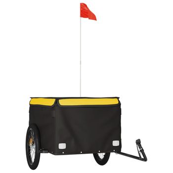 Remolque Para Bicicleta Hierro Negro Y Amarillo 45 Kg Vidaxl