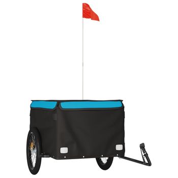 Remolque Para Bicicleta Hierro Negro Y Azul 45 Kg Vidaxl