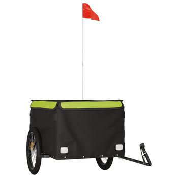 Remolque Para Bicicleta Hierro Negro Y Verde 45 Kg Vidaxl