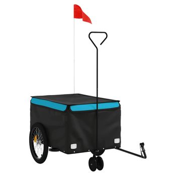 Remolque Para Bicicleta Hierro Negro Y Azul 30 Kg Vidaxl