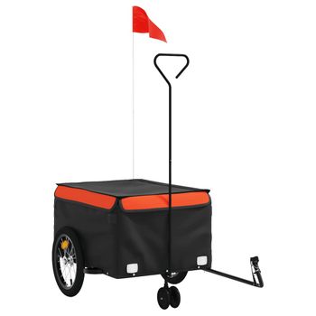 Remolque Para Bicicleta Hierro Negro Y Naranja 45 Kg Vidaxl