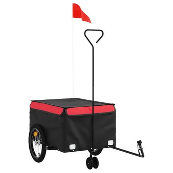 Remolque Para Bicicleta Hierro Negro Y Rojo 45 Kg Vidaxl