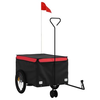 Remolque Para Bicicleta Hierro Negro Y Rojo 45 Kg Vidaxl