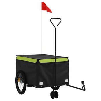 Remolque Para Bicicleta Hierro Negro Y Verde 45 Kg Vidaxl