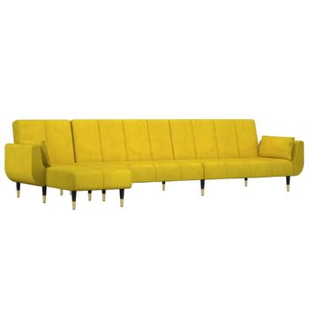 Sofá Cama En Forma De L Terciopelo Amarillo 275x140x70 Cm Vidaxl