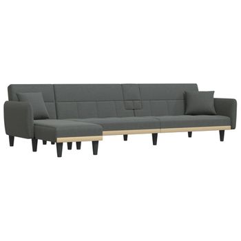 Sofá Cama En Forma De L Tela Gris Oscuro 275x140x70 Cm Vidaxl