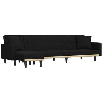 Sofá Cama En Forma De L Tela Negro 275x140x70 Cm Vidaxl