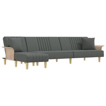 Sofá Cama En Forma De L Tela Gris Oscuro 279x140x70 Cm Vidaxl