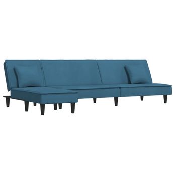 Sofá Cama En Forma De L Terciopelo Azul 255x140x70 Cm Vidaxl