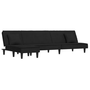 Sofá Cama En Forma De L Terciopelo Negro 255x140x70 Cm Vidaxl