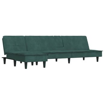 Sofá Cama En Forma De L Terciopelo Verde Oscuro 255x140x70 Cm Vidaxl