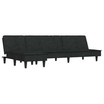 Sofá Cama En Forma De L Terciopelo Negro 255x140x70 Cm Vidaxl