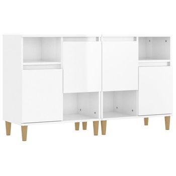 Aparadores 2 Uds Madera Contrachapada Blanco Brillo 60x35x70 Cm Vidaxl