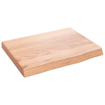 Encimera Baño Madera Maciza Tratada Marrón Claro 40x30x(2-4) Cm Vidaxl