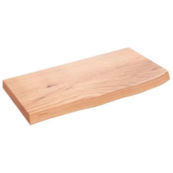 Encimera Baño Madera Maciza Tratada Marrón Claro 60x30x(2-4) Cm Vidaxl