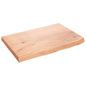 Encimera Baño Madera Maciza Tratada Marrón Claro 60x40x(2-4) Cm Vidaxl