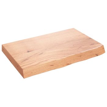 Encimera Baño Madera Maciza Tratada Marrón Claro 60x40x(2-6) Cm Vidaxl